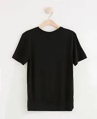 Reliable Black Cotton Blend Solid Round Neck Tees For Men-thumb1