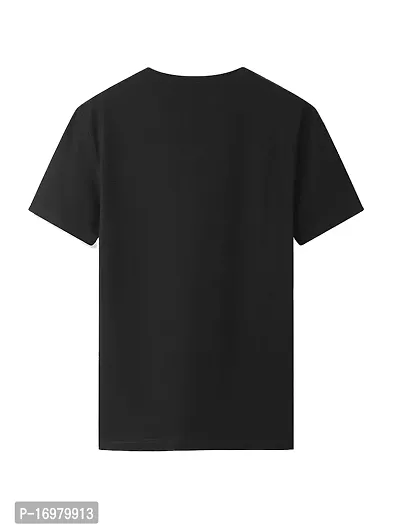 Reliable Black Cotton Blend Printed Round Neck T-Shirt For Men-thumb2