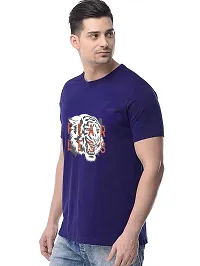 Reliable Blue Cotton Blend Printed Round Neck Tees For Men-thumb1