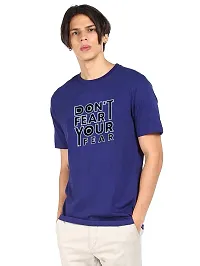 Reliable Blue Cotton Blend Printed Round Neck Tees For Men-thumb3