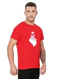 Reliable Red Cotton Blend Printed Round Neck Tees For Men-thumb3