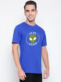 Reliable Blue Cotton Blend Printed Round Neck Tees For Men-thumb1