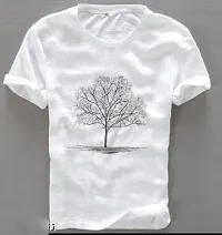 Reliable White Cotton Blend Printed Round Neck Tees For Men-thumb1