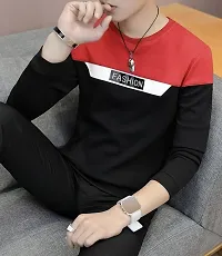 Reliable Red Cotton Blend Printed Round Neck Tees For Men-thumb1