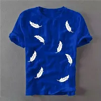 Reliable Blue Cotton Blend Printed Round Neck Tees For Men-thumb1