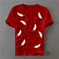 Reliable Red Cotton Blend Printed Round Neck Tees For Men-thumb1