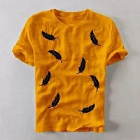 Reliable Yellow Cotton Blend Printed Round Neck Tees For Men-thumb1