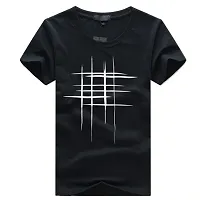 Reliable Black Cotton Blend Printed Round Neck Tees For Men-thumb1