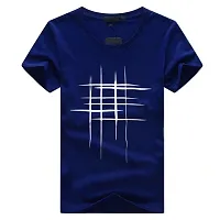 Reliable Blue Cotton Blend Printed Round Neck Tees For Men-thumb1