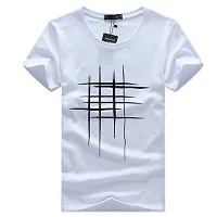 Reliable White Cotton Blend Printed Round Neck Tees For Men-thumb1