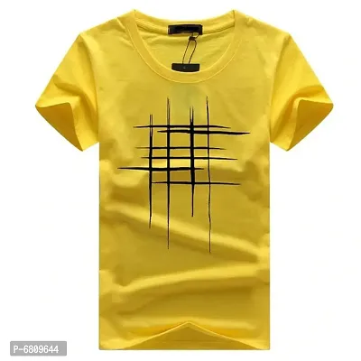 Reliable Yellow Cotton Blend Printed Round Neck Tees For Men-thumb2