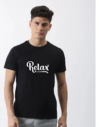 Reliable Black Cotton Blend Printed Round Neck Tees For Men-thumb3