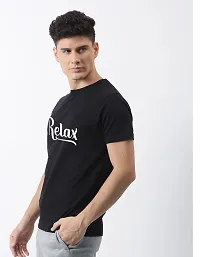 Reliable Black Cotton Blend Printed Round Neck Tees For Men-thumb1