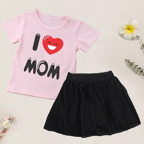 Trendy T-shirt With Skirt Clothing Sets For Girls