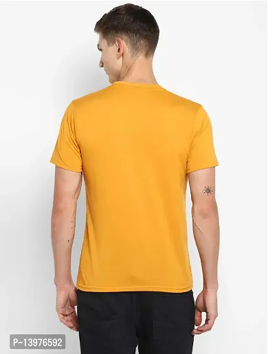 Reliable Yellow Cotton Blend Printed Round Neck Tees For Men-thumb2