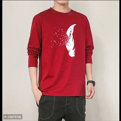 Reliable Red Cotton Blend Printed Round Neck Tees For Men