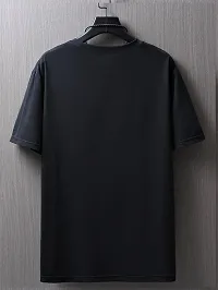 Reliable Black Cotton Blend Printed Round Neck Tees For Men-thumb1