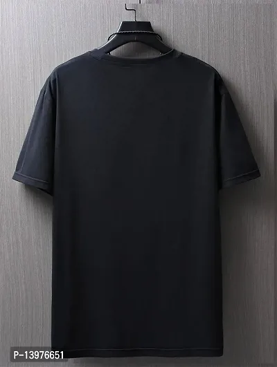 Reliable Black Cotton Blend Printed Round Neck Tees For Men-thumb2