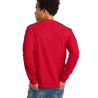 Reliable Red Cotton Blend Printed Round Neck Full Sleeve T Shirt For Men-thumb1