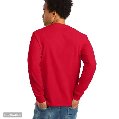 Reliable Red Cotton Blend Printed Round Neck Full Sleeve T Shirt For Men-thumb3