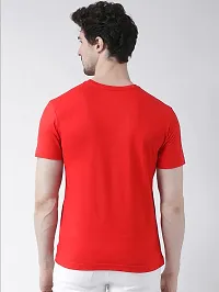 Reliable Red Cotton Blend Printed Round Neck Tees For Men-thumb1