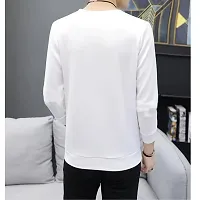 Reliable White Cotton Blend Printed Round Neck Full Sleeve T Shirt For Men-thumb1