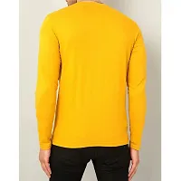 Reliable Yellow Cotton Blend Printed Round Neck Full Sleeve T Shirt For Men-thumb1