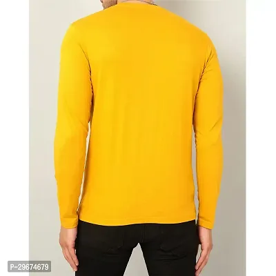 Reliable Yellow Cotton Blend Printed Round Neck Full Sleeve T Shirt For Men-thumb2