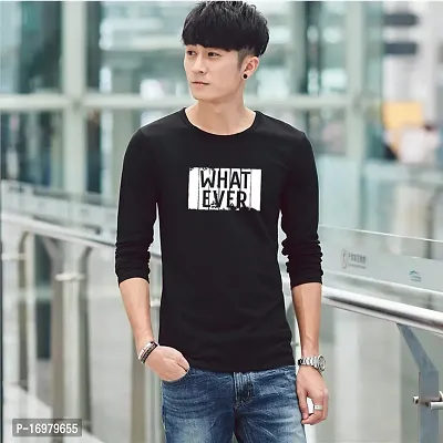 Reliable Black Cotton Blend Printed Round Neck Tees For Men