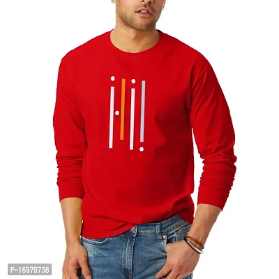 Reliable Red Cotton Blend Printed Round Neck Tees For Men