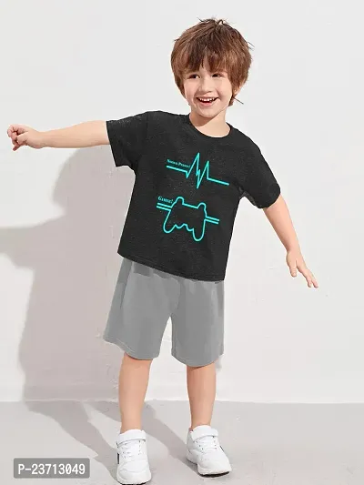 Stylish Fancy Cotton Blend Printed T-ShirtS With Shorts For Boys-thumb0