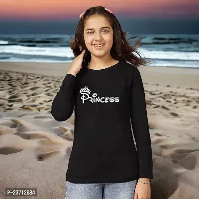 Stylish Fancy Cotton Blend Printed Round Neck T-Shirt For Girls