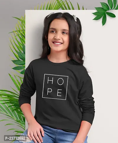 Stylish Fancy Cotton Blend Printed Round Neck T-Shirt For Girls