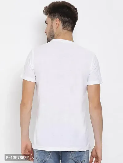 Reliable White Cotton Blend Printed Round Neck Tees For Men-thumb2