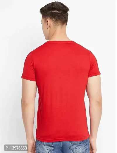 Reliable Red Cotton Blend Printed Round Neck Tees For Men-thumb2