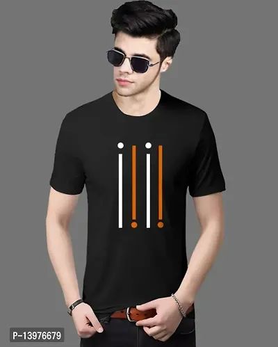 Reliable Black Cotton Blend Printed Round Neck Tees For Men-thumb2