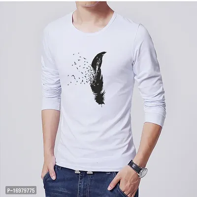 Reliable White Cotton Blend Printed Round Neck Tees For Men-thumb0