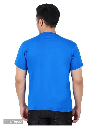 Reliable Blue Cotton Blend Printed Round Neck Tees For Men-thumb2