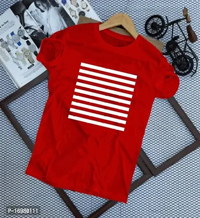 Reliable Red Cotton Blend Printed Round Neck Tees For Men-thumb0