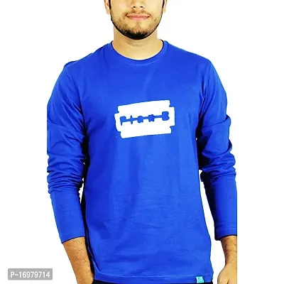 Reliable Blue Cotton Blend Printed Round Neck Tees For Men