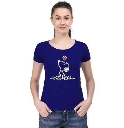 Elegant Blend Round Neck T-Shirts For Women