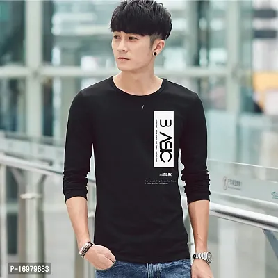 Reliable Black Cotton Blend Printed Round Neck Tees For Men-thumb0