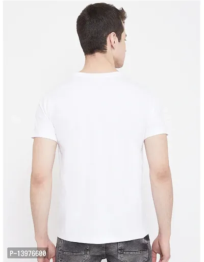 Reliable White Cotton Blend Printed Round Neck Tees For Men-thumb2