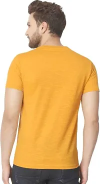 Reliable Yellow Cotton Blend Printed Round Neck Tees For Men-thumb1