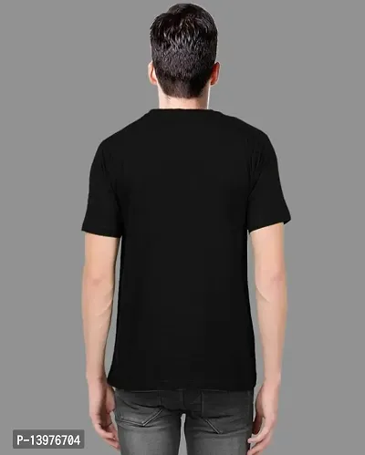 Reliable Black Cotton Blend Printed Round Neck Tees For Men-thumb2