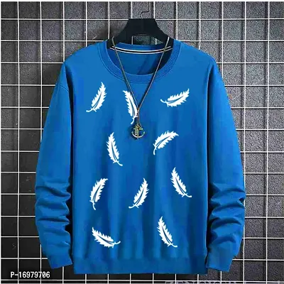 Reliable Blue Cotton Blend Printed Round Neck Tees For Men