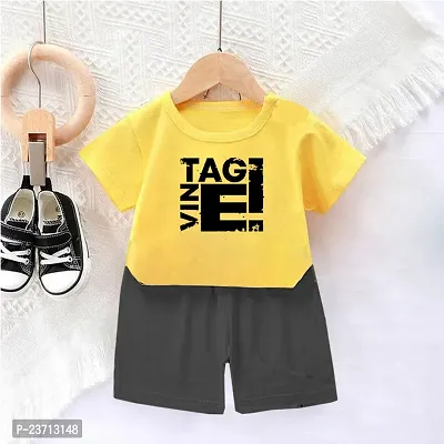 Stylish Fancy Cotton Blend Printed T-ShirtS With Shorts For Boys