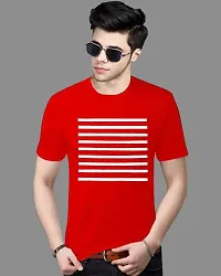 Reliable Red Cotton Blend Printed Round Neck Tees For Men-thumb1