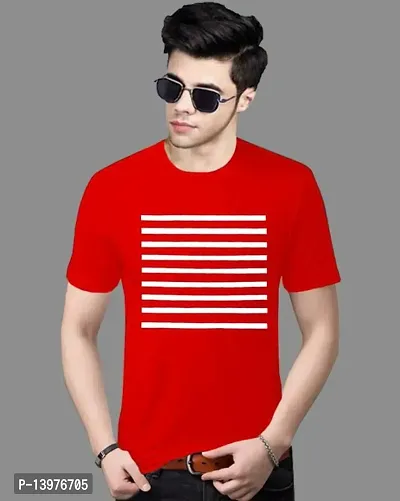 Reliable Red Cotton Blend Printed Round Neck Tees For Men-thumb2