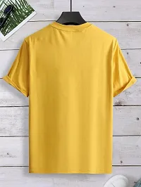 Reliable Yellow Cotton Blend Printed Round Neck Tees For Men-thumb1